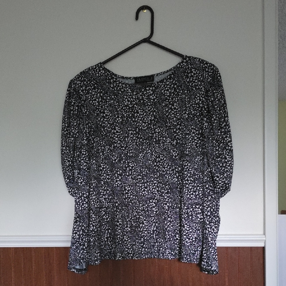 Eloquii Black and White Patterned Blouse
